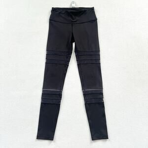Ivivva By Lululemon Black Rhythmic Tight SE Mesh Stripe Full Length Pants 10